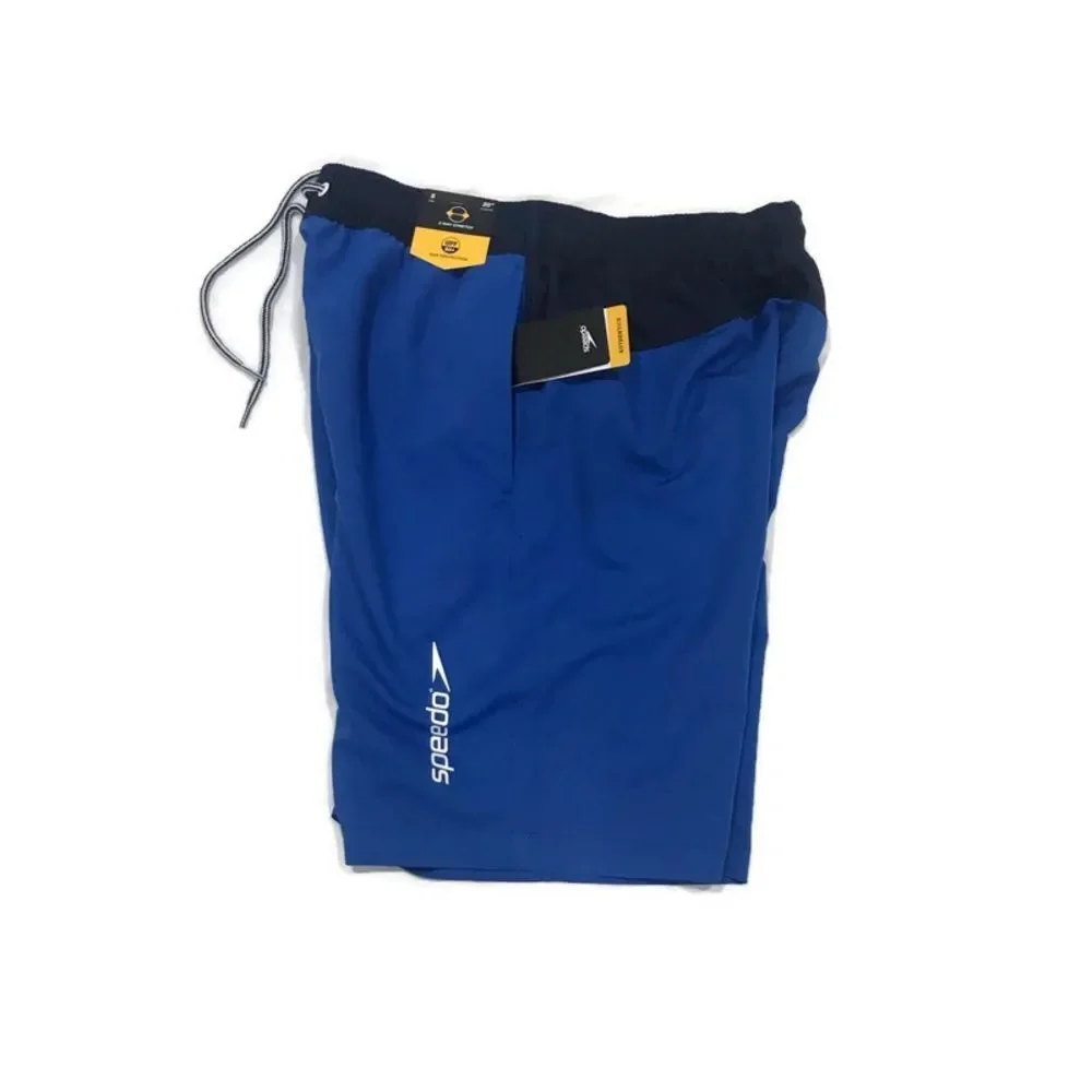 SPEEDO men’s Swim Trunks Shorts UV 50+ Blue Waist Sz S NWT!